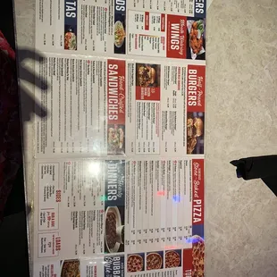 a menu on a table