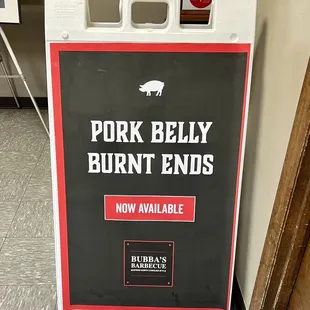 pork belly burnt ends sign