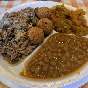 Pork, baked beans, and sweet potato crunch