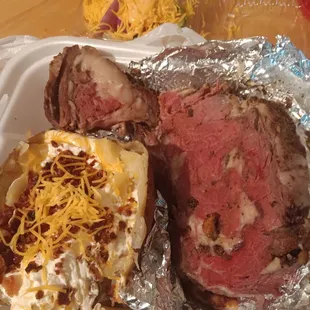 Best prime rib, baked potato, salad!!