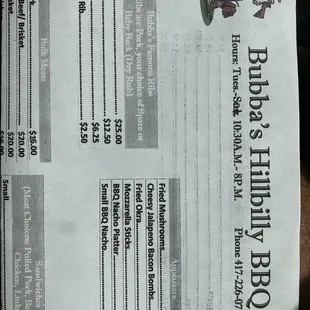 Portable menu