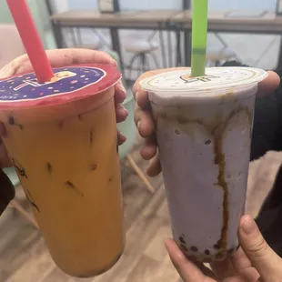 thai tea and taro boba