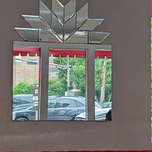 Cool decor...that mirror looks like a window