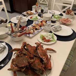 Steamed blue crabs and stone crab claws from Bubbas.