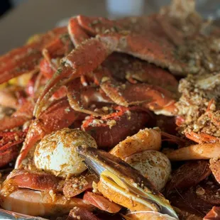 a pile of crab legs