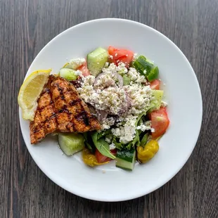 Greek Salad add salmon