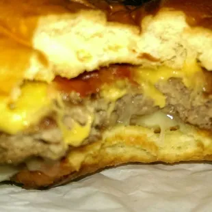 Inside the wi cheesehead burger.