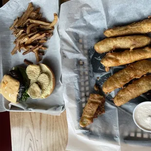 P.B.C.  Burger and fried pickles