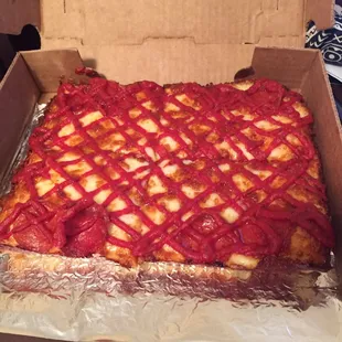 4-cut pizza with pepperoni