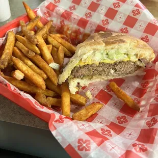 Cheeseburger with Cajun fries