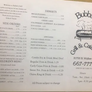 menu