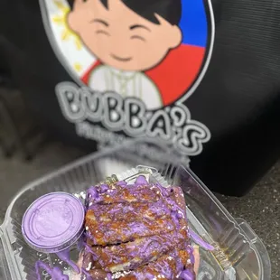 Ube chicken and waffles