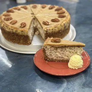 Home made butter pecan cheesecake