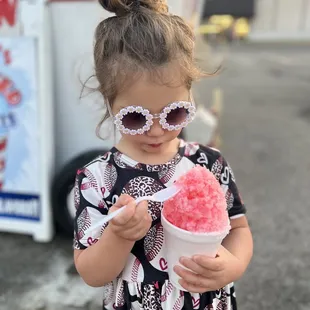 Pink bubble gum shaved ice