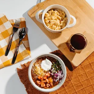 two bowls of food on a table