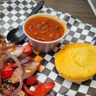 View of the Baked Beans &amp; Cornbread