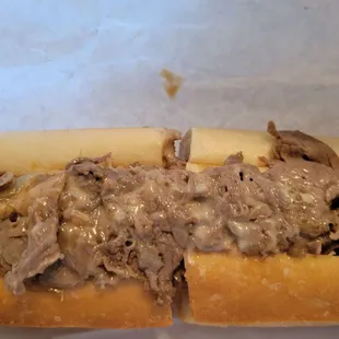 Cheesesteak with grilled onions, Cooper Sharp American