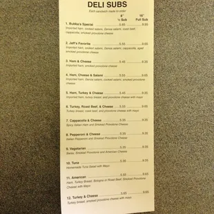 Menu pg.1 Toppings, Deli Subs