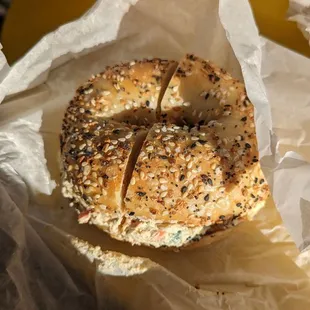 Everything bagel with garden schmear