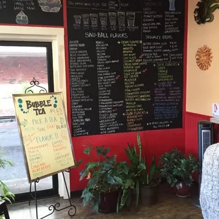 a menu on the wall