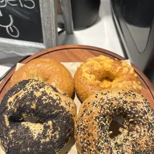 We have Bagels!
Everything
Poppy seed
Plain
Jalapeno Cheddar