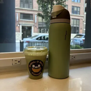 Iced Matcha Latte w/ oat milk.