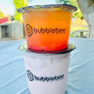Top- Glamorous - Peach Popper, Strawberry Jelly Bottom- strawberry horchata