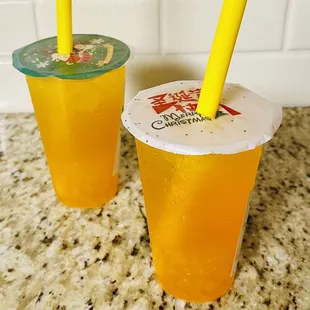 Mango and passion-fruit teas