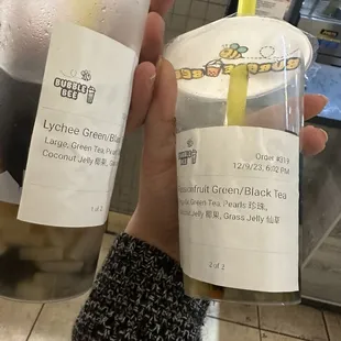 QQ lychee Green teas and Passionfruit greetea