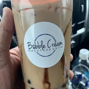 Brown sugar milk tea with tapioca