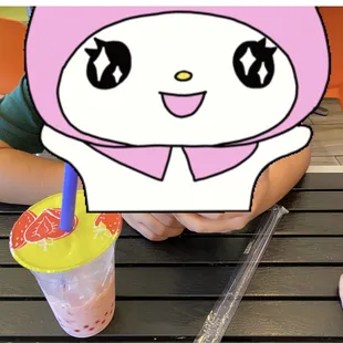 Strawberry milk tea with strawberry boba