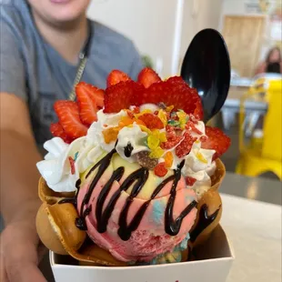 3. Strawberry Good Ice Cream Waffle