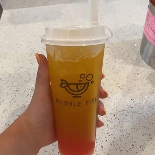 Mango Green Tea W/ Lychee Popping Bubbles