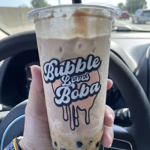 Nutella Puff Cream Milk Tea with boba