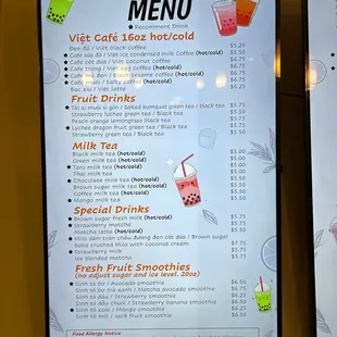 Updated menu