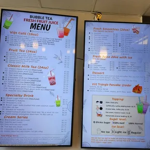 menu