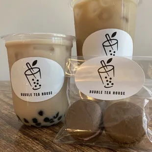 boba milk teas and macarons!