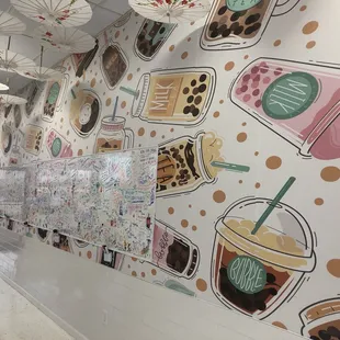 Boba wall interior with gigantic whiteboards