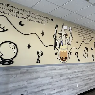 a wall with a mural on it