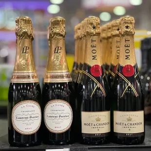 bottles of champagne on display