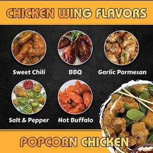 a variety of chicken wings
