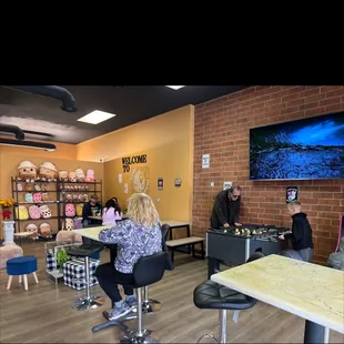 Kid friendly place! Free foosball, Ms Pac Man &amp; Multi video gaming machine