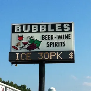 a sign for bubbles