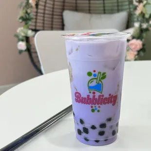 taro milk tea with boba