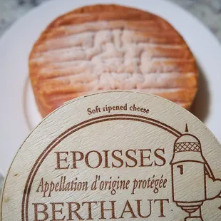 Epoisses Berthaut from Burgundy France.  Very ripe, stinky, with sublime creaminess. $29.