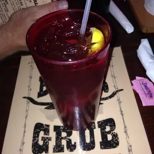 The glasses are red.