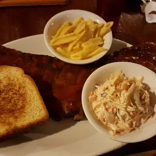 Full rack of ribs and sides.