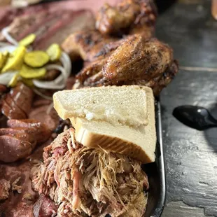 Pulled pork and chicken