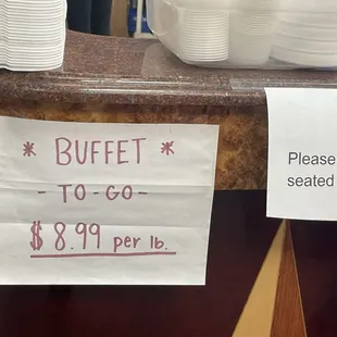 To go buffet $8.99