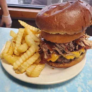 Burger, friews and drink for $10.00!